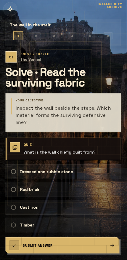 Grail Hunters Walled City Archive puzzle screen